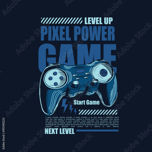 Game pad joystick vector illustration with slogan vintage poster deign
