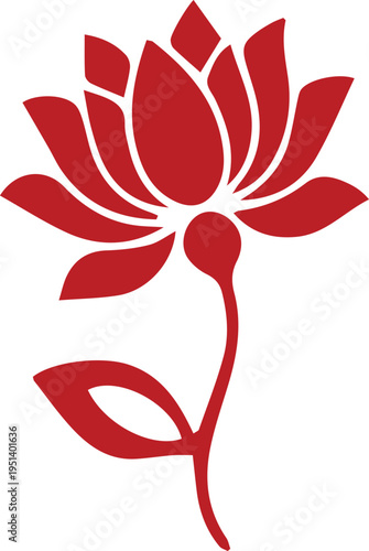 Red Lotus Flower Decorative Floral Element