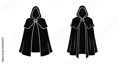 Foto Two hooded figures in capes a striking black shape silhouette
