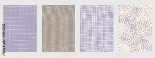 A set of four vertically oriented abstract pattern panels, each showcasing a unique geometric design ideal for creative backgrounds, layouts, or decorative elements