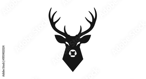 Deer head with large antlers silhouette.