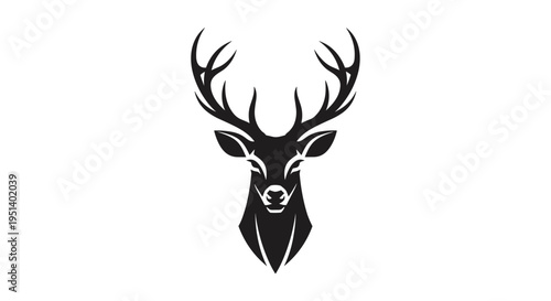 Deer head with large antlers silhouette 2.