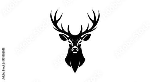 Deer head with large antlers silhouette 3.