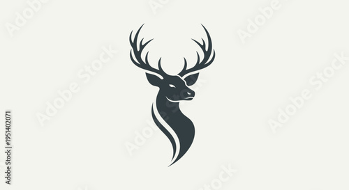 Deer head with large antlers profile.
