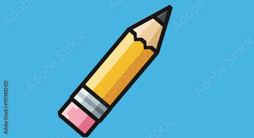 Colorful cartoon wooden pencil drawing tool.