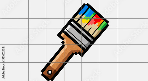 Colorful paint brush with multicolor bristles.