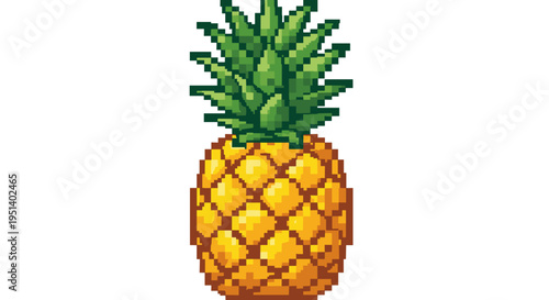 Yellow Pineapple Fruit Closeup View.