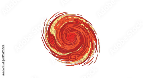 Vibrant Red Spiral Design Element.