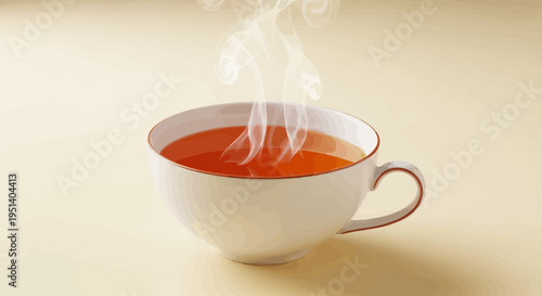 Steaming cup of hot tea with visible vapor on a light background