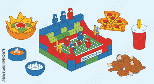 Colorful Table Football Game with Snacks.