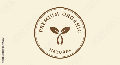 Premium Organic Natural Seal With Leaf Symbol
