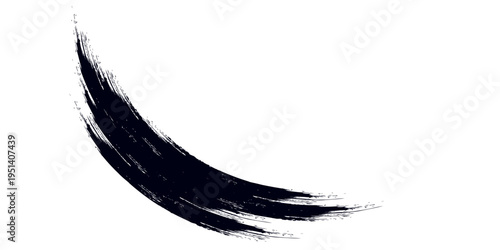 Abstract circle with brush stroke, Grunge texture white and black. Hand drawn broken, Grunge Brush Wave. Abstract surfing Icon .ink curved line, paintbrush with black ink in old style
