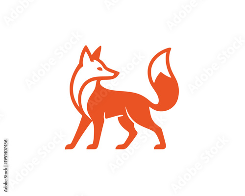 Fox orange silhouette minimalist animal logo design branding mark