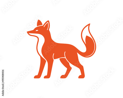 Fox orange standing silhouette minimalist line art vector icon