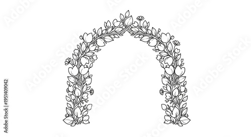 Archway Arch Botanical Floral Wreath Decorative Element Vector
