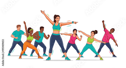 Group Fitness Class with Diverse Participants.