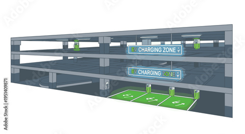 Multi Level Car Park with Electric Vehicle Charging.