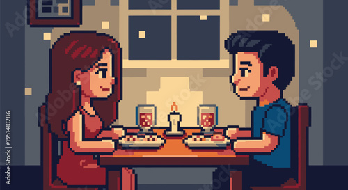 Couple Dining Together at Home Intimately.