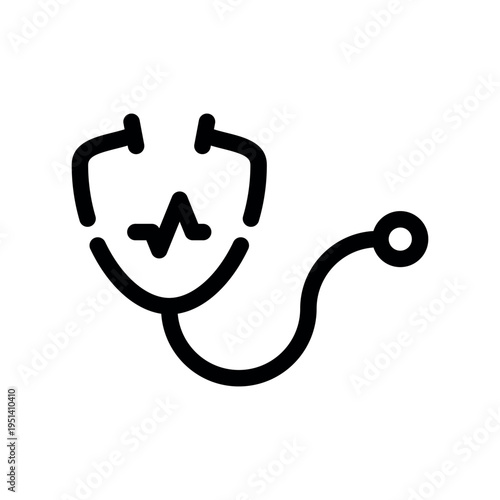 Telemedicine Healthcare Icon Featuring Stethoscope and Heart