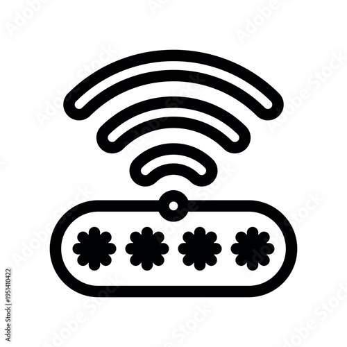 Wireless Network Security Icon with Wifi Signal and Password