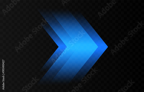 Glowing blue arrows PNG. Dynamic glowing arrows showing speed and motion. Neon arrows PNG.