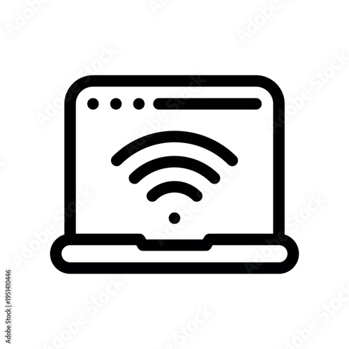 Laptop Computer Device with Active Wireless Wi Fi Connection