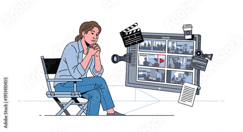 Film Director Sitting on Director Chair.