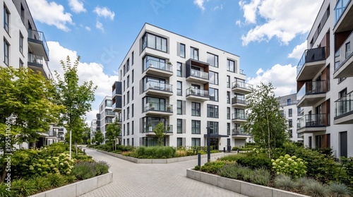 Modern Residential Apartment Buildings in Green Urban Complex