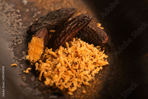 Tonka Beans on Handmade Ceramic Plate