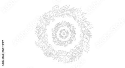 Abstract Spiral Leaf Wreath Design - Nature Inspired Decorative Element