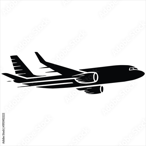 Sleek black silhouette of a jet airplane in motion, symbolizing air cargo.