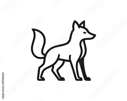 Fox stylized standing silhouette minimalist animal line art vector icon