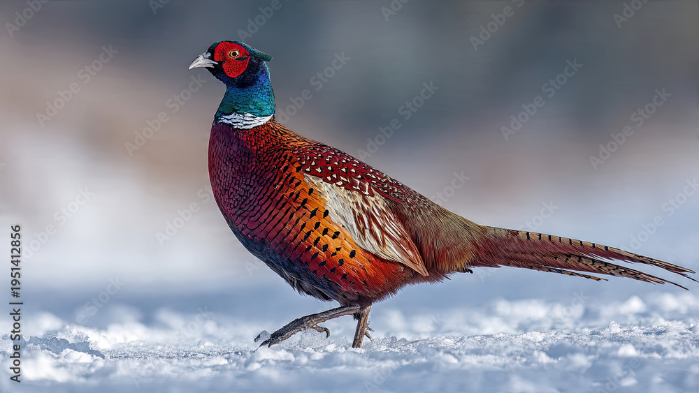 Fototapeta premium pheasant in the snow