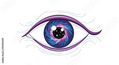 Vibrant Human Eye with Colored Iris Illustration.