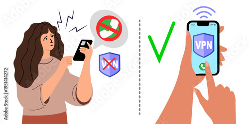 A VPN service for secure network connections and privacy protection. Huge Hand provides a VPN to protect personal data on your smartphone. A virtual private network. Yes VPN vs No VPN.
