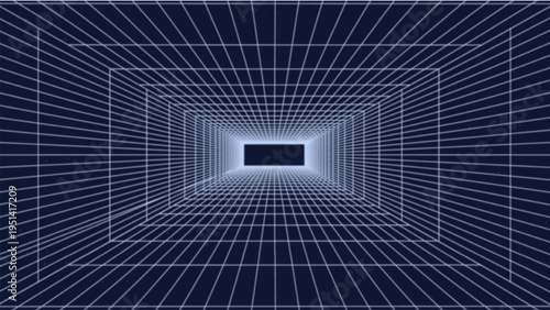 Infinite perspective tunnel with geometric distortion and light effects