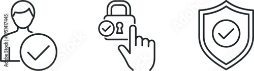 User verification, secure login, and data protection icons representing digital security concepts