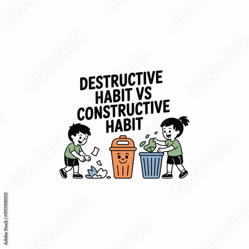 Destructive vs Constructive Habit Illustration