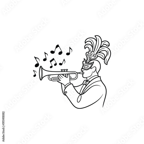 Musician Playing Instrument Line Art