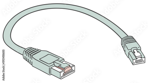 A vector graphic illustration of an Ethernet cable with RJ45 connectors on both ends