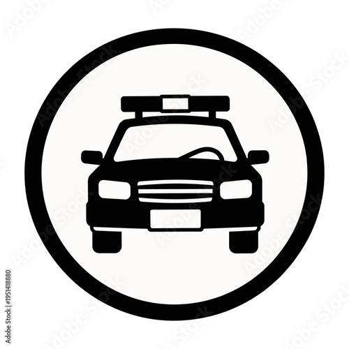Vector of a police car in a circular frame
