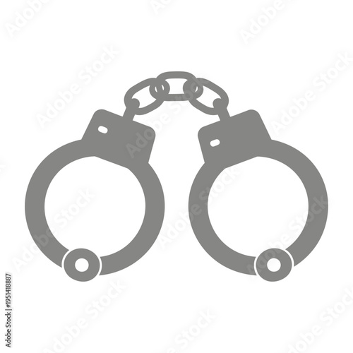 Vector of silver metal handcuffs on a plain background