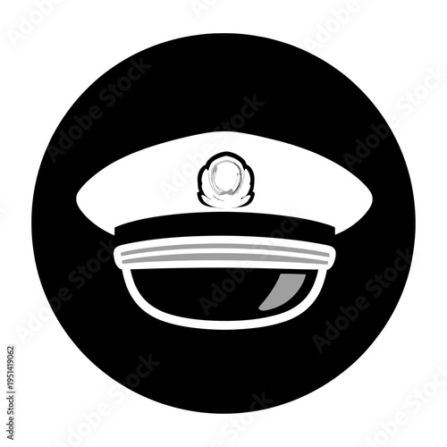 Vector of a police officer’s hat inside a black circular background