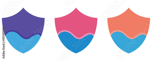 Water shield icon vector set in trendy flat style illustration isolated on white background.