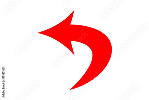 Free Download Red Curved Back Arrow Icon for Web Navigation and Interface Return Actions isolated on transparent background reverse undo repeat left - GFXLoad