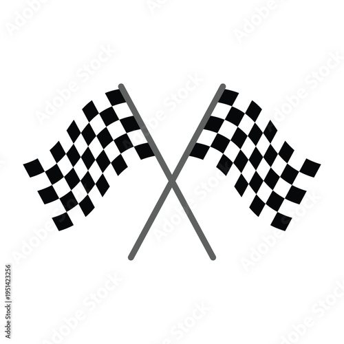 Black and White Crossed Racing Checkered Flags Vector Illustration for Motorsport Competition and Success Victory Design editable scalable graphic symbol element finish speed racing