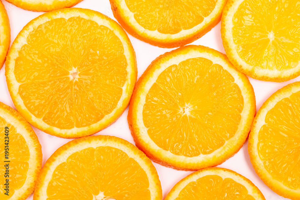 Fototapeta premium Orange fruit pattern composition. Summer healthy food background.