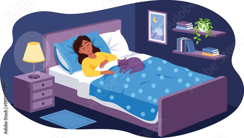 Woman Sleeping on Bed in Bedroom with Laptop