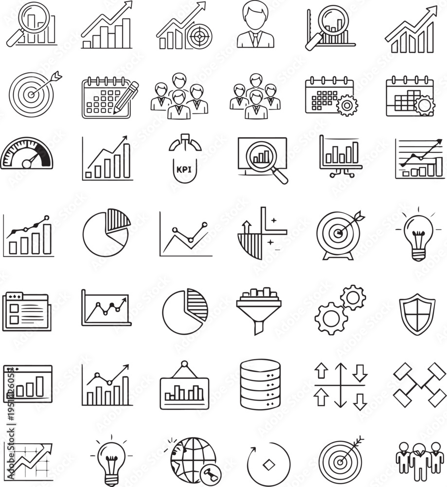 Fototapeta premium A collection of business and data analysis icons