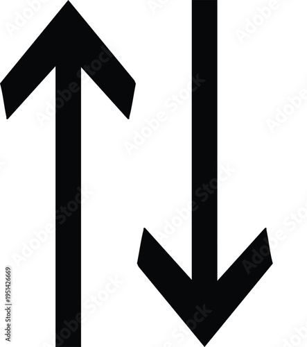 Black upward arrow and downward arrow side by side symbols